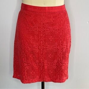 The Limited Red Lace Skirt- Ribbon Waistband- Satin Lining- Size 14